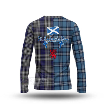 Napier Tartan Long Sleeve T-Shirt Happy St. Andrew's Day Half Tartan Style