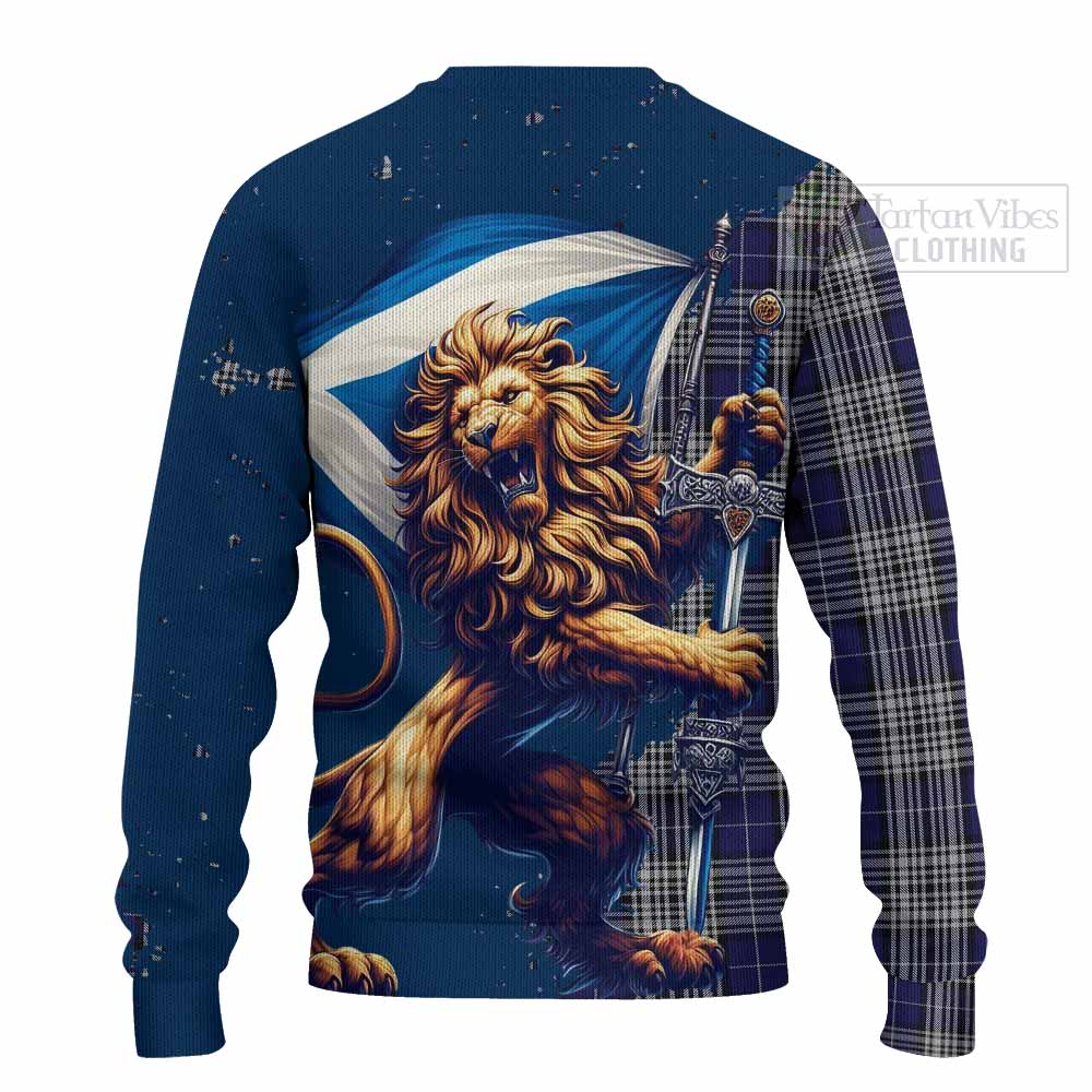 Tartan Vibes Clothing Napier Tartan Family Crest Knitted Sweater with Scottish Majestic Lion