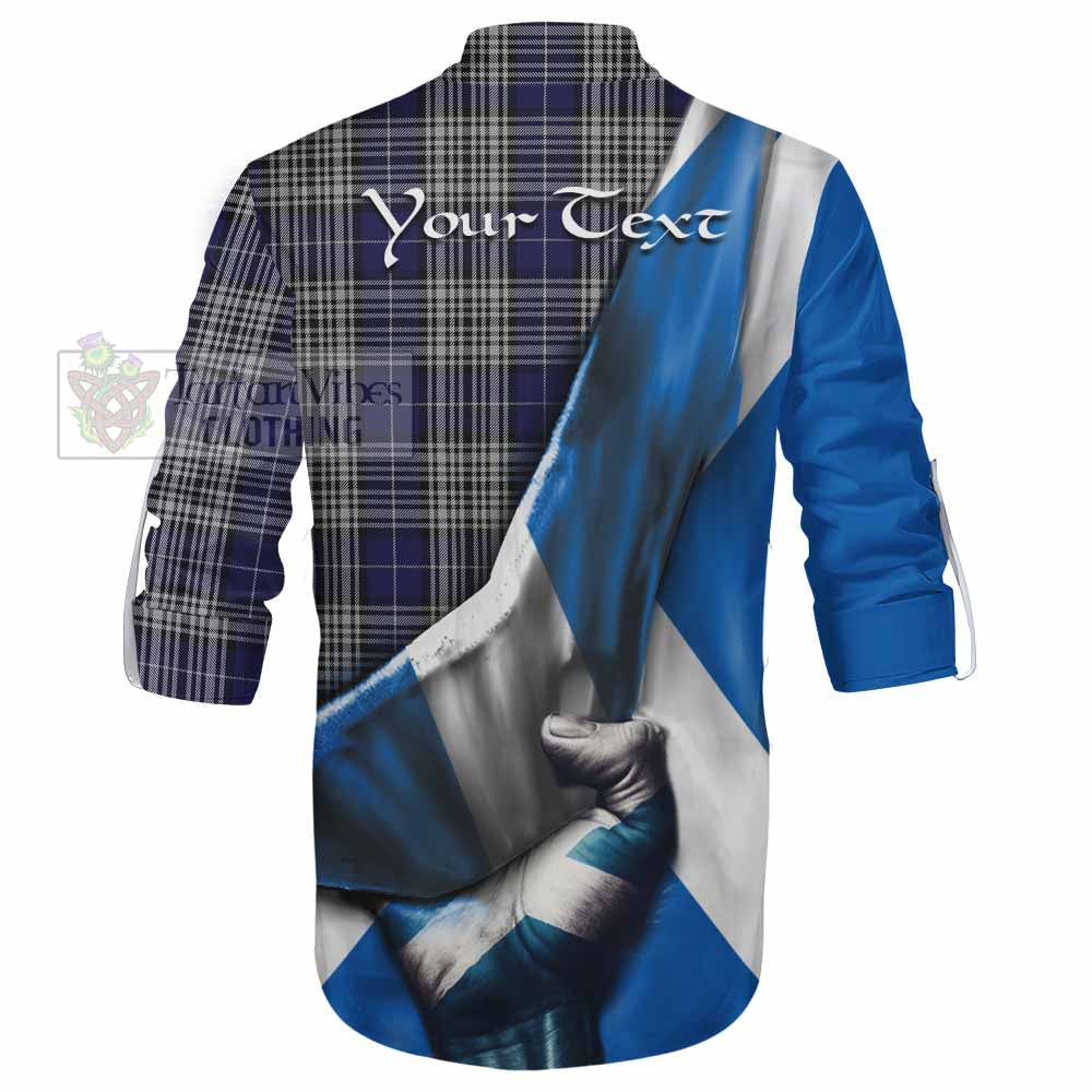 Tartan Vibes Clothing Napier Tartan Ghillie Kilt Shirt with Family Crest Scotland Patriotic Style