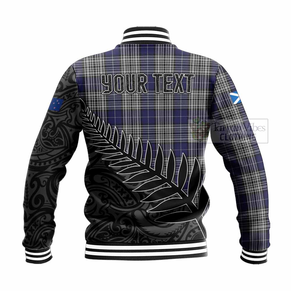 Tartan Vibes Clothing Napier Crest Tartan Baseball Jacket with New Zealand Silver Fern Half Style