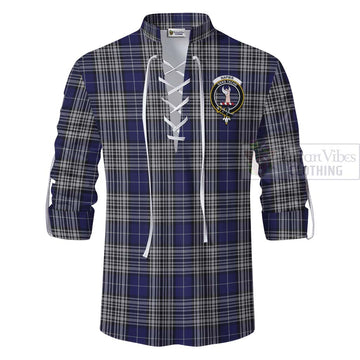 Napier Tartan Ghillie Kilt Shirt with Family Crest Celtic Skull Style