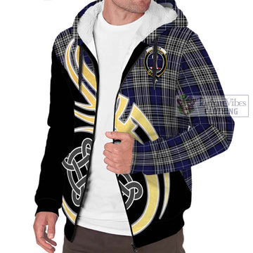 Napier Tartan Sherpa Hoodie with Family Crest and Celtic Symbol Style