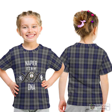 Napier Tartan Kid T-Shirt with Family Crest DNA In Me Style - Tartan Vibes Clothing
