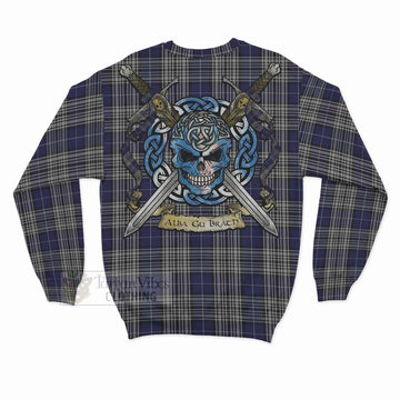 Napier Tartan Sweatshirt with Family Crest Celtic Skull Style