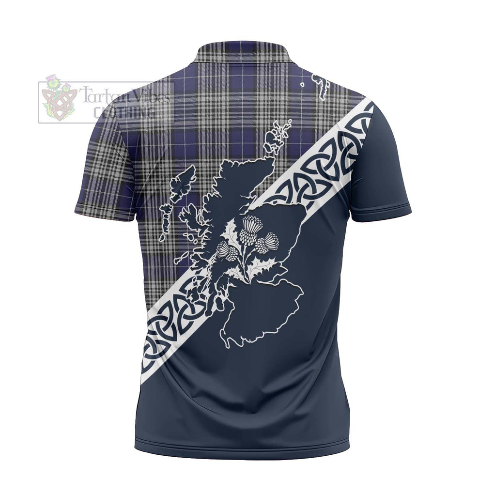 Tartan Vibes Clothing Napier Tartan Zipper Polo Shirt Featuring Thistle and Scotland Map