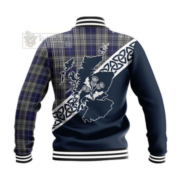 Napier Tartan Baseball Jacket Featuring Thistle and Scotland Map