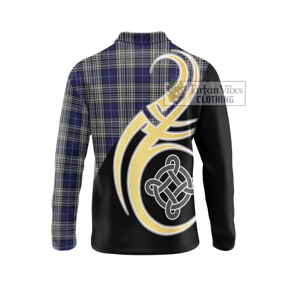 Napier Tartan Long Sleeve Polo Shirt with Family Crest and Celtic Symbol Style - Tartan Vibes Clothing