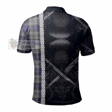 Napier Tartan Polo Shirt with Family Crest Cross Sword Thistle Celtic Vibes