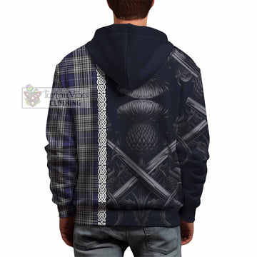 Napier Tartan Hoodie with Family Crest Cross Sword Thistle Celtic Vibes