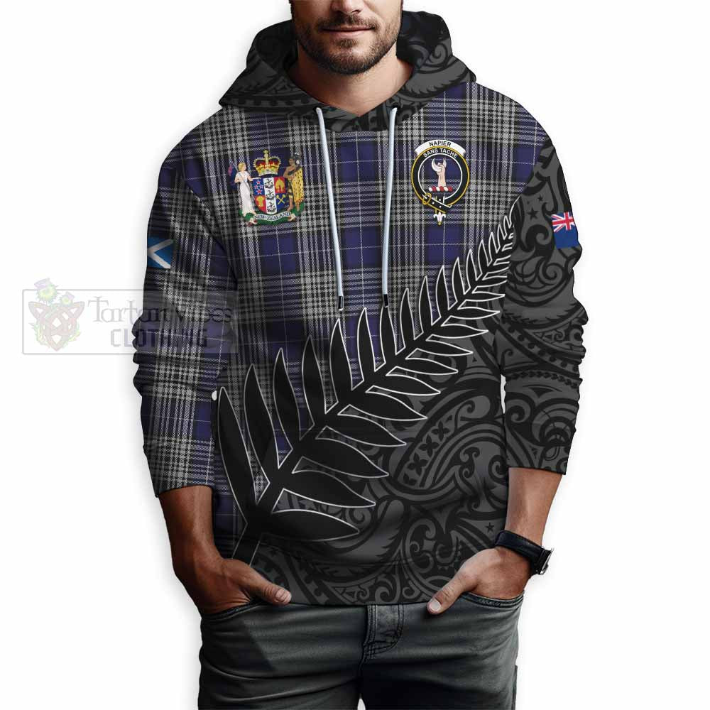 Tartan Vibes Clothing Napier Crest Tartan Hoodie with New Zealand Silver Fern Half Style