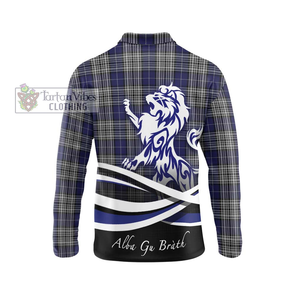 Napier Tartan Long Sleeve Polo Shirt with Alba Gu Brath Regal Lion Emblem - Tartanvibesclothing Shop