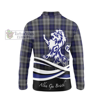 Napier Tartan Long Sleeve Polo Shirt with Alba Gu Brath Regal Lion Emblem