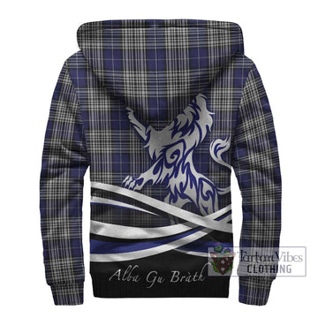 Napier Tartan Sherpa Hoodie with Alba Gu Brath Regal Lion Emblem