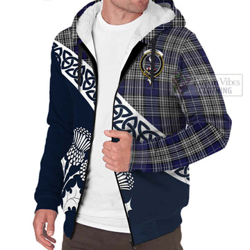 Napier Tartan Sherpa Hoodie Featuring Thistle and Scotland Map