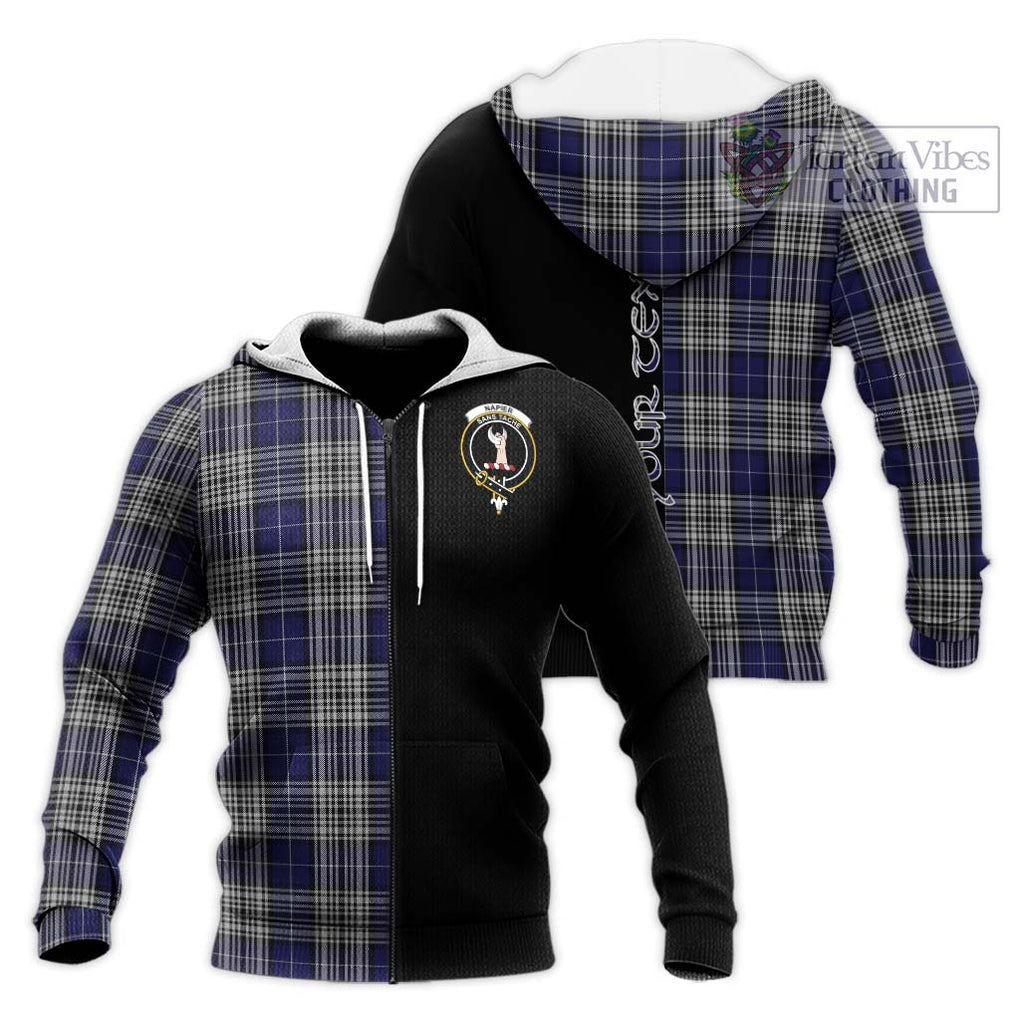 Napier Tartan Knitted Hoodie with Family Crest and Half Of Me Style Unisex Knitted Zip Hoodie - Tartanvibesclothing Shop