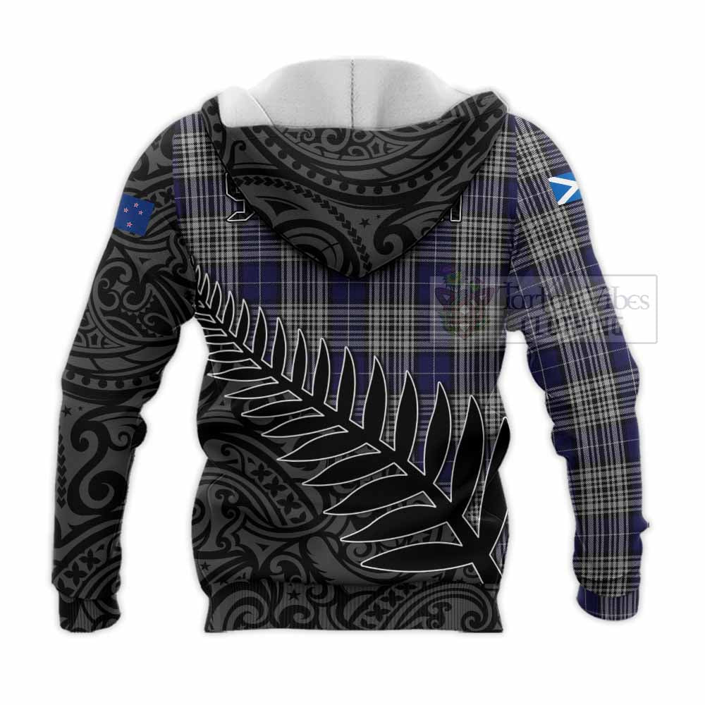 Tartan Vibes Clothing Napier Crest Tartan Knitted Hoodie with New Zealand Silver Fern Half Style