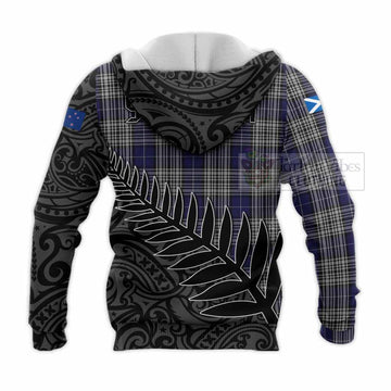 Napier Crest Tartan Knitted Hoodie with New Zealand Silver Fern Half Style