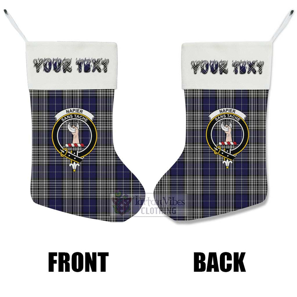 Tartan Vibes Clothing Napier Tartan Family Crest Christmas Stocking with Personalized Text