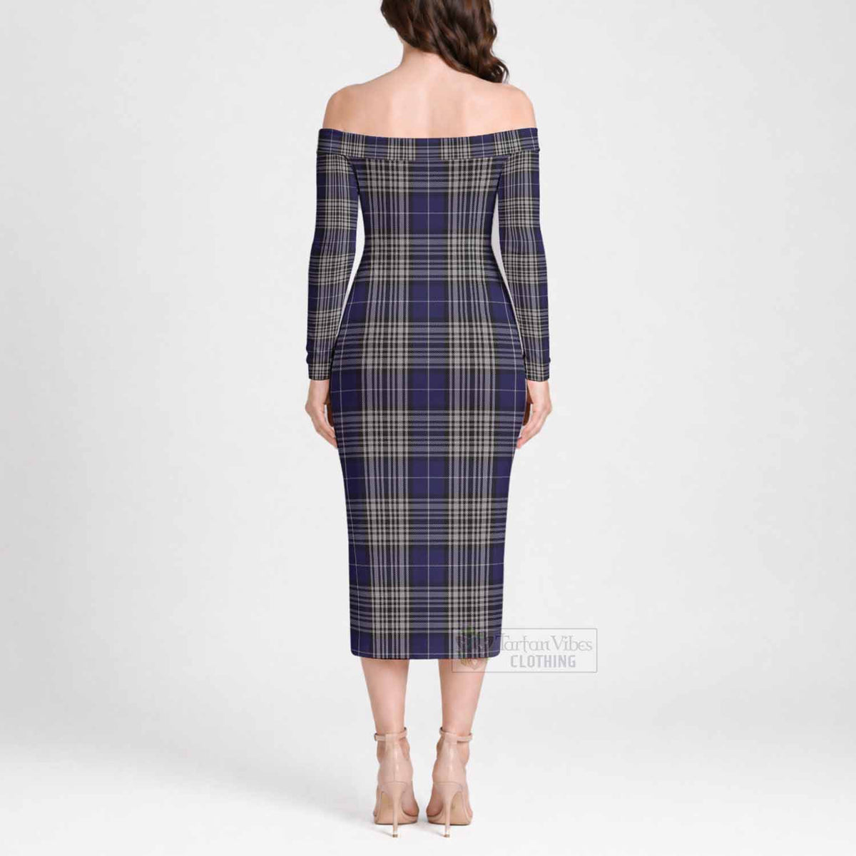 Napier Tartan Off Shoulder Long Sleeve Dress - Tartan Vibes Clothing
