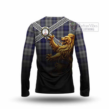 Napier Crest Tartan Long Sleeve T-Shirt with Golden Lion Emblem Celtic Style - Tartan Vibes Clothing