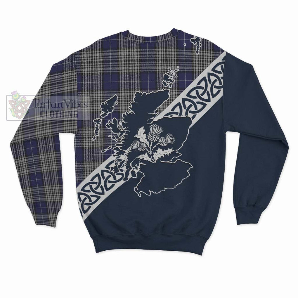 Tartan Vibes Clothing Napier Tartan Sweatshirt Featuring Thistle and Scotland Map