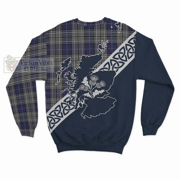 Napier Tartan Sweatshirt Featuring Thistle and Scotland Map