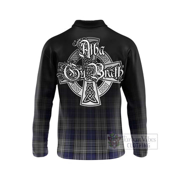 Napier Tartan Long Sleeve Polo Shirt Featuring Alba Gu Brath Family Crest Celtic Inspired