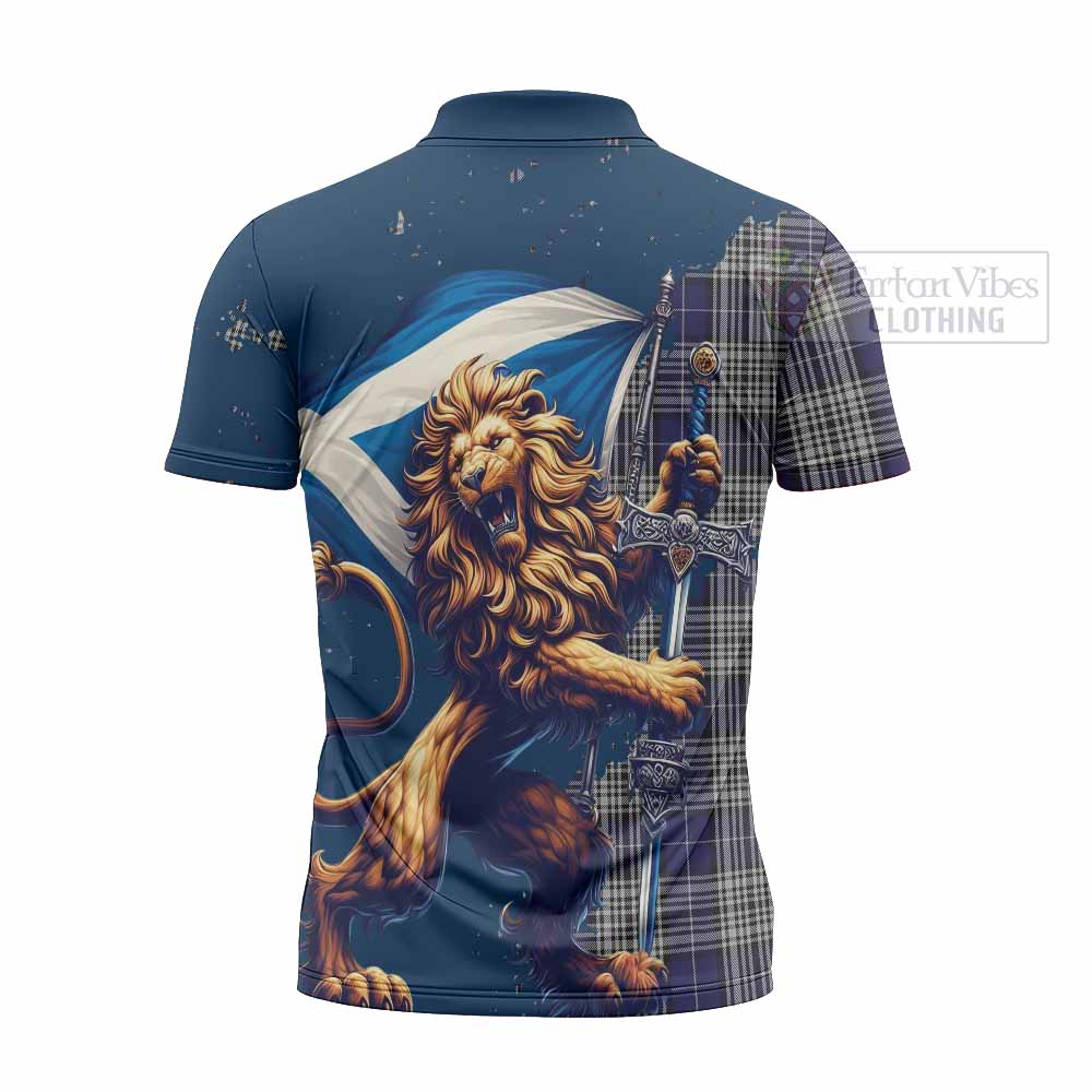 Tartan Vibes Clothing Napier Tartan Family Crest Zipper Polo Shirt with Scottish Majestic Lion