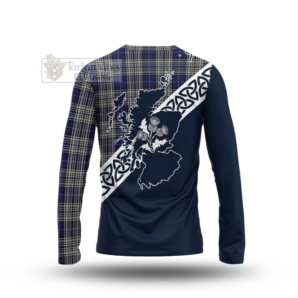 Tartan Vibes Clothing Napier Tartan Long Sleeve T-Shirt Featuring Thistle and Scotland Map