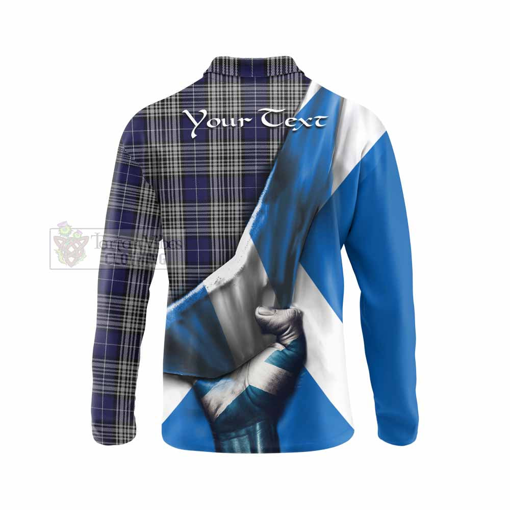 Tartan Vibes Clothing Napier Tartan Long Sleeve Polo Shirt with Family Crest Scotland Patriotic Style