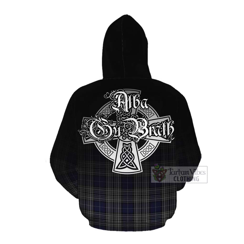 Tartan Vibes Clothing Napier Tartan Cotton Hoodie Featuring Alba Gu Brath Family Crest Celtic Inspired