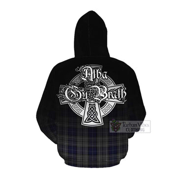 Napier Tartan Cotton Hoodie Featuring Alba Gu Brath Family Crest Celtic Inspired