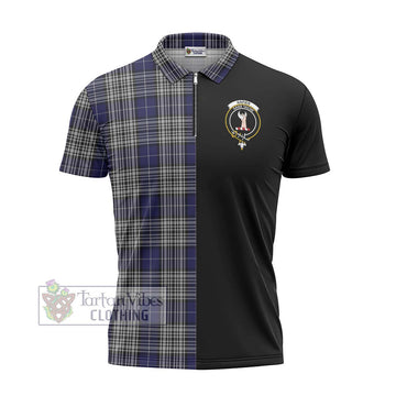 Napier Tartan Zipper Polo Shirt with Family Crest and Half Of Me Style