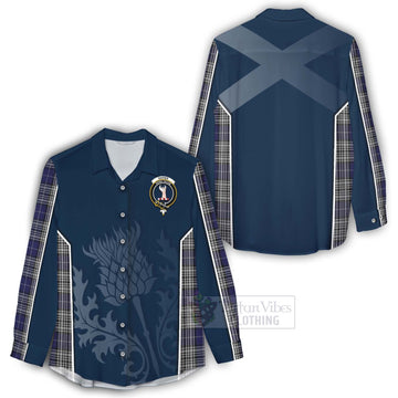 Napier Tartan Women's Casual Shirt with Family Crest and Scottish Thistle Vibes Sport Style