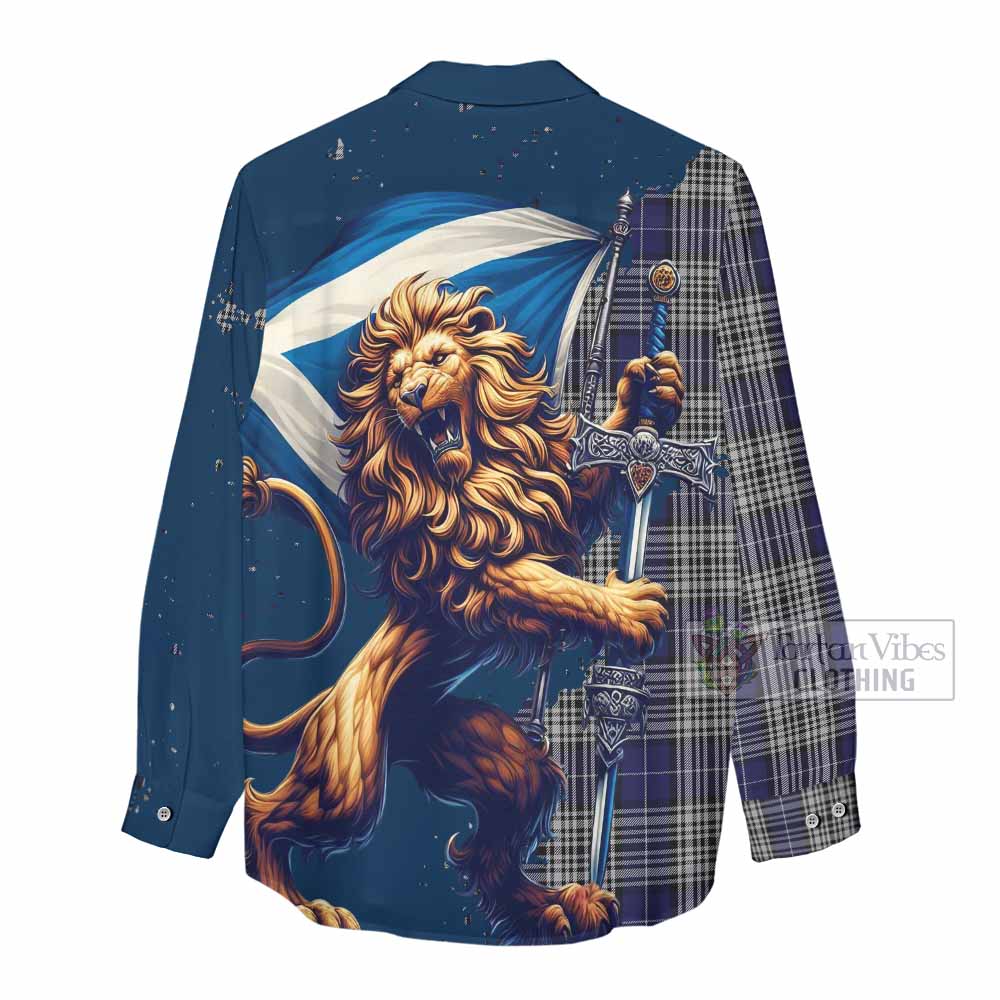 Tartan Vibes Clothing Napier Tartan Family Crest Women's Casual Shirt with Scottish Majestic Lion