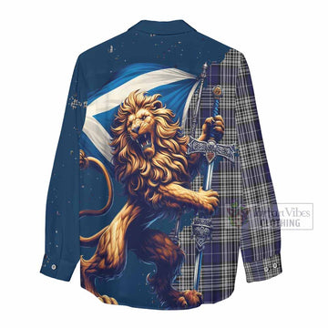 Napier Tartan Family Crest Women's Casual Shirt with Scottish Majestic Lion