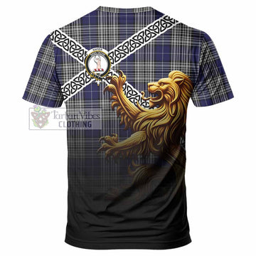 Napier Crest Tartan T-Shirt with Golden Lion Emblem Celtic Style - Tartan Vibes Clothing