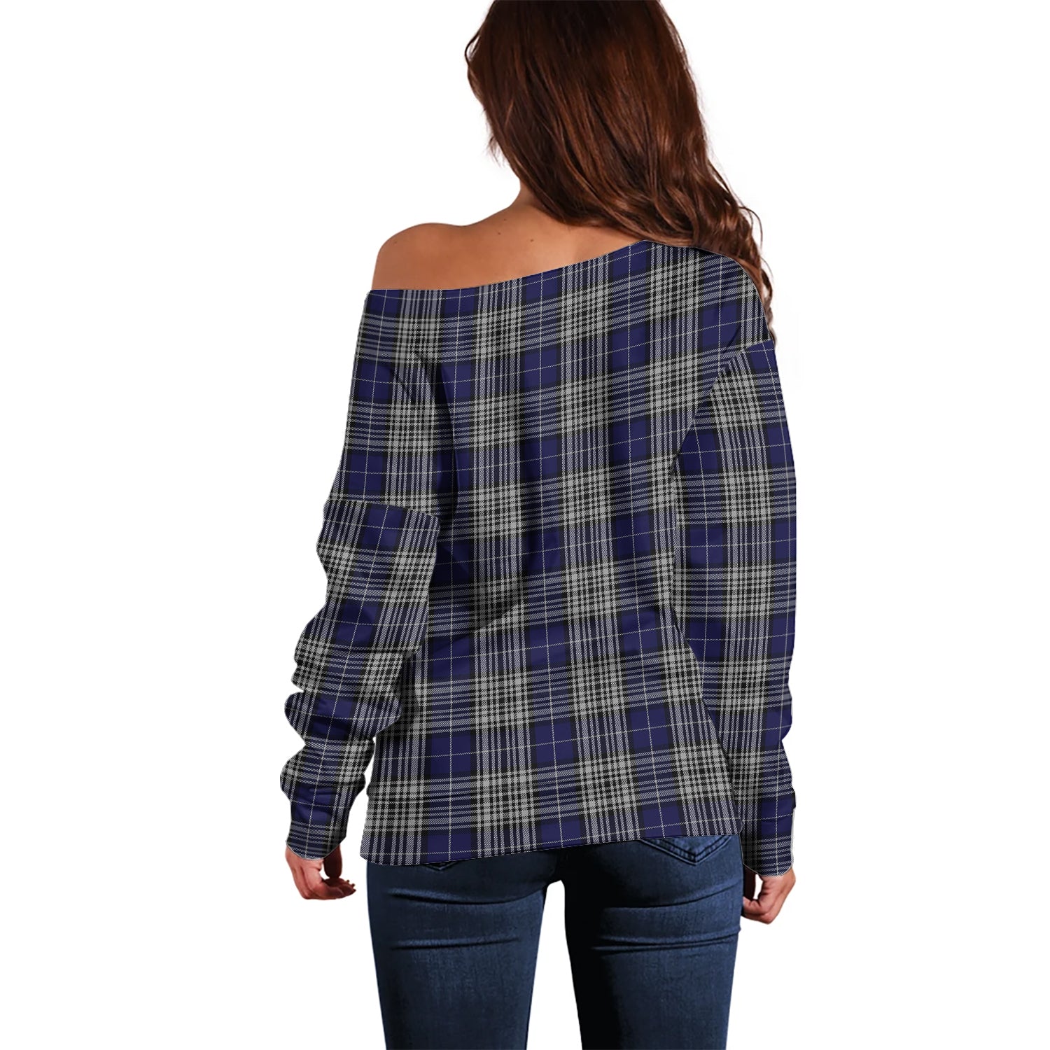 Napier Tartan Off Shoulder Women Sweater with Family Crest - Tartanvibesclothing