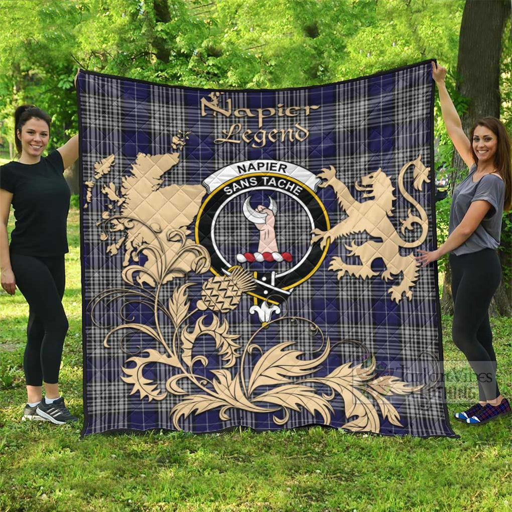 Tartan Vibes Clothing Napier Tartan Quilt with Family Crest and Scottish Symbol Style