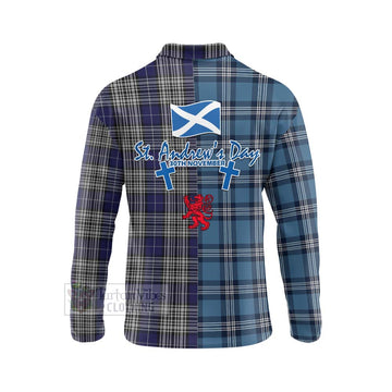 Napier Tartan Long Sleeve Polo Shirt Happy St. Andrew's Day Half Tartan Style