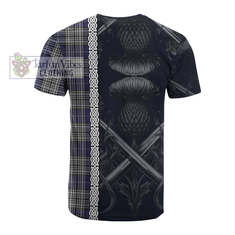 Tartan Vibes Clothing Napier Tartan Cotton T-shirt with Family Crest Cross Sword Thistle Celtic Vibes