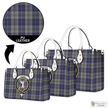 Napier Tartan Luxury Leather Handbags with Family Crest