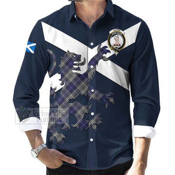 Napier Tartan Lion Rampant Long Sleeve Button Shirt Proudly Display Your Heritage with Alba Gu Brath and Clan Name