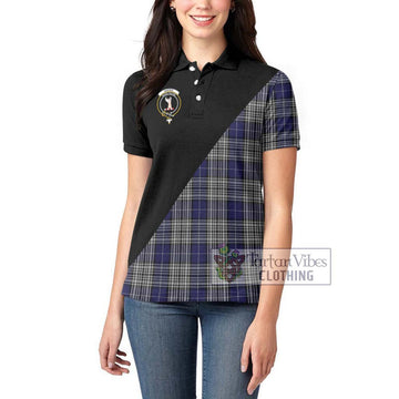 Napier Tartan Women's Polo Shirt with Family Crest and Military Logo Style