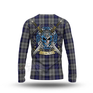 Napier Tartan Long Sleeve T-Shirt with Family Crest Celtic Skull Style