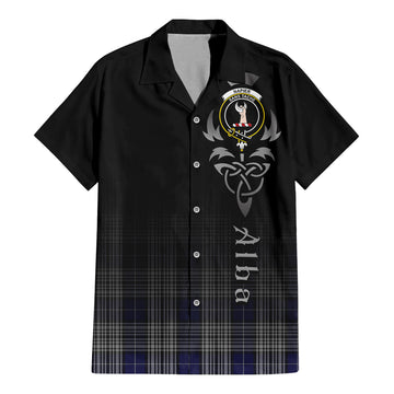 Napier Tartan Short Sleeve Button Up Shirt Featuring Alba Gu Brath Family Crest Celtic Inspired