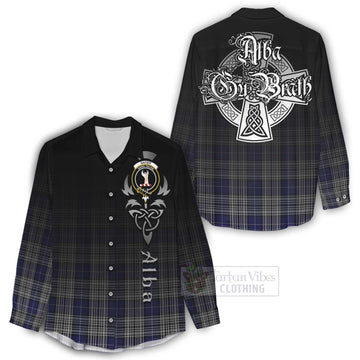 Napier Tartan Women's Casual Shirt Featuring Alba Gu Brath Family Crest Celtic Inspired