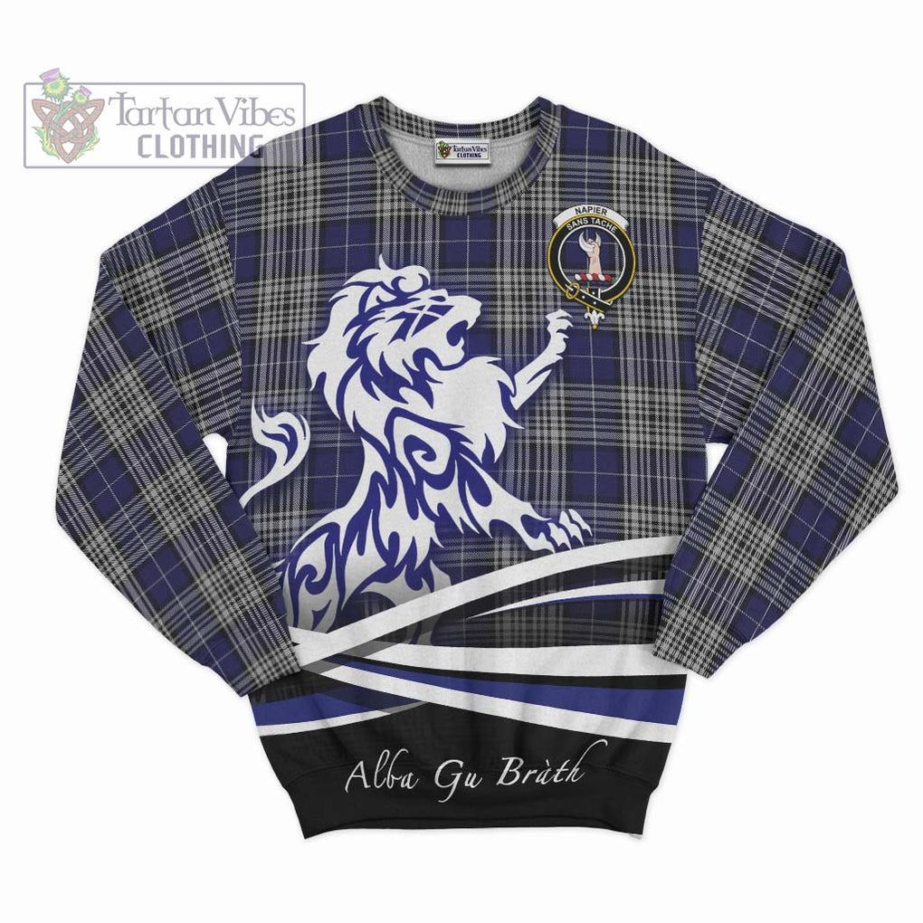 Napier Tartan Sweatshirt with Alba Gu Brath Regal Lion Emblem - Tartanvibesclothing Shop