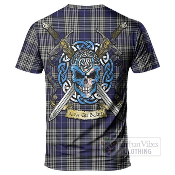 Napier Tartan T-Shirt with Family Crest Celtic Skull Style