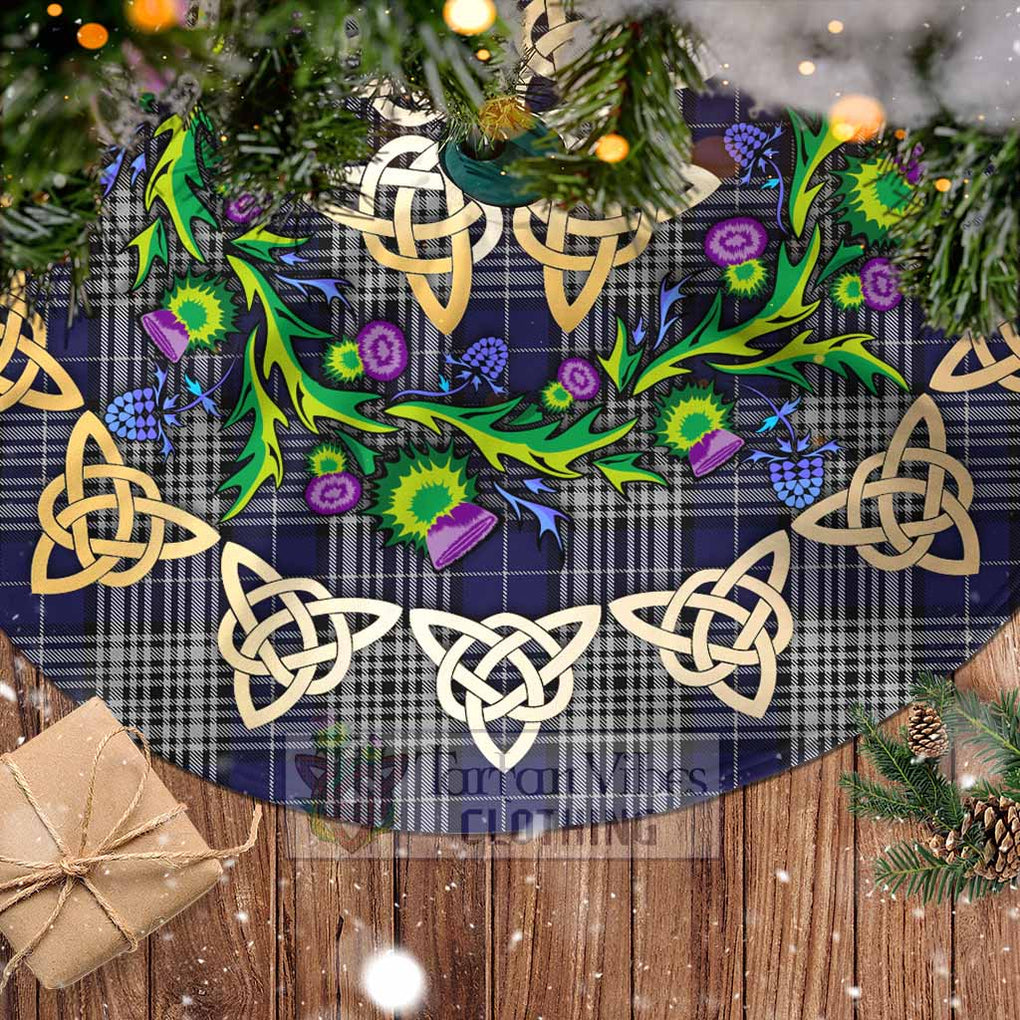 Tartan Vibes Clothing Napier Tartan Christmas Tree Skirt with Thistle Celtic Knot Style